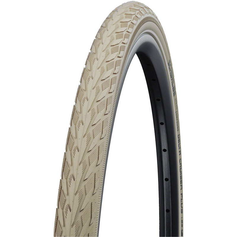 Schwalbe Delta Cruiser Plus Tire – 700 x 35 Clincher Wire Creme/Reflective Active Line PunctureGuard SBC