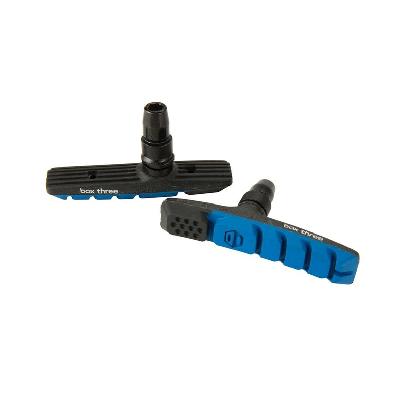 Box Three V-Brake Pads (Blue) (1 Pair) (Threaded)