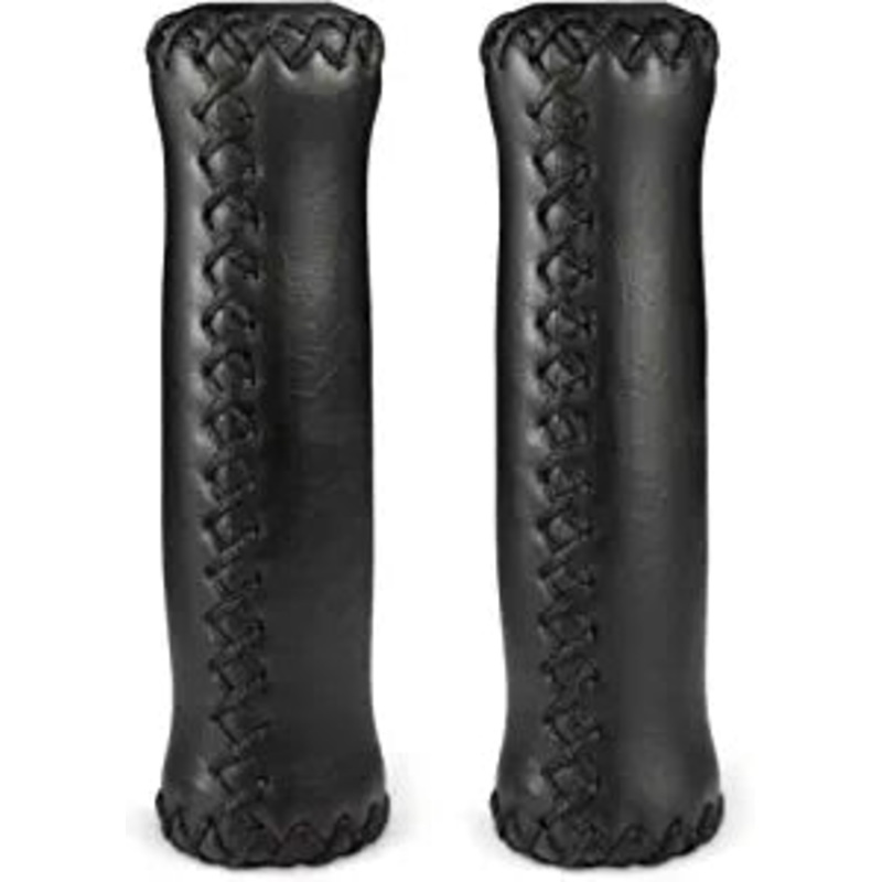 Cruiser Leather Vinyl Hand Stitched Handlebar Grips -Live4Bikes