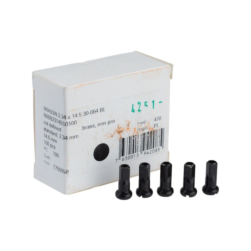 DT Swiss Brass Spoke Nipples (Black) (2.34 x 14.5mm) (Box of 100)