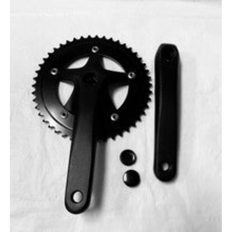 Alloy / Steel 3pc Crank Single Speed 46T Flat Black -Live4Bikes