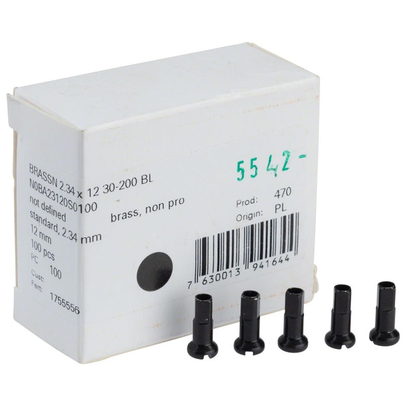 DT Swiss Brass Spoke Nipples (Black) (2.34 x 12mm) (Box of 100)