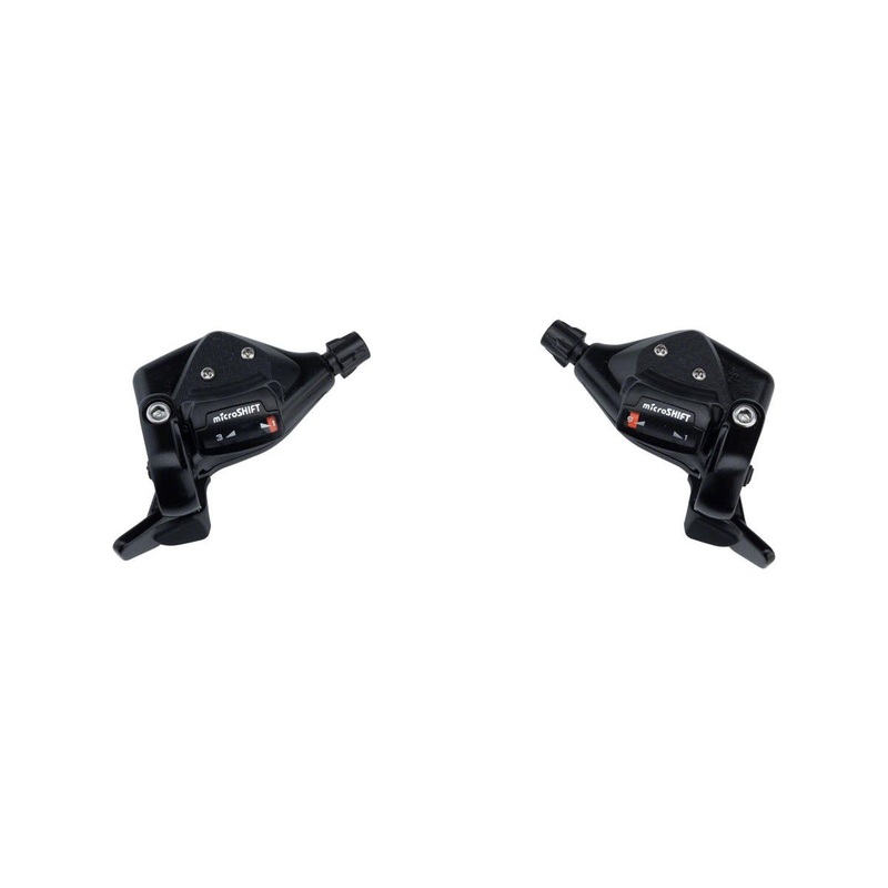 Microshift TS71 Thumb Tap Shifter Set (Black) (Pair) (3 x 9 Speed) (w/Optical Gear Indicator) (Shimano Compatible)