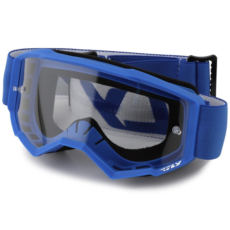 Fly Racing Youth Focus Goggles (Blue/White) (Clear Lens)