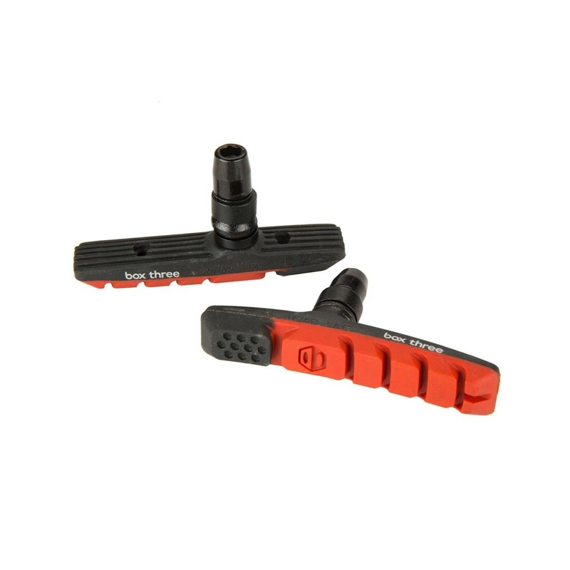 Box Three V-Brake Pads (Red) (1 Pair) (Threaded)