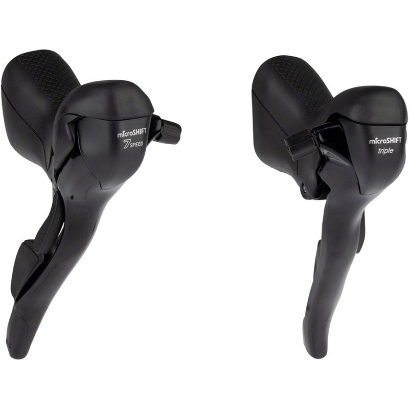 Microshift R7 Drop Bar Brake/Shifter Levers (Black) (Pair) (3 x 7 Speed) (Standard Reach) (Shimano Compatible)