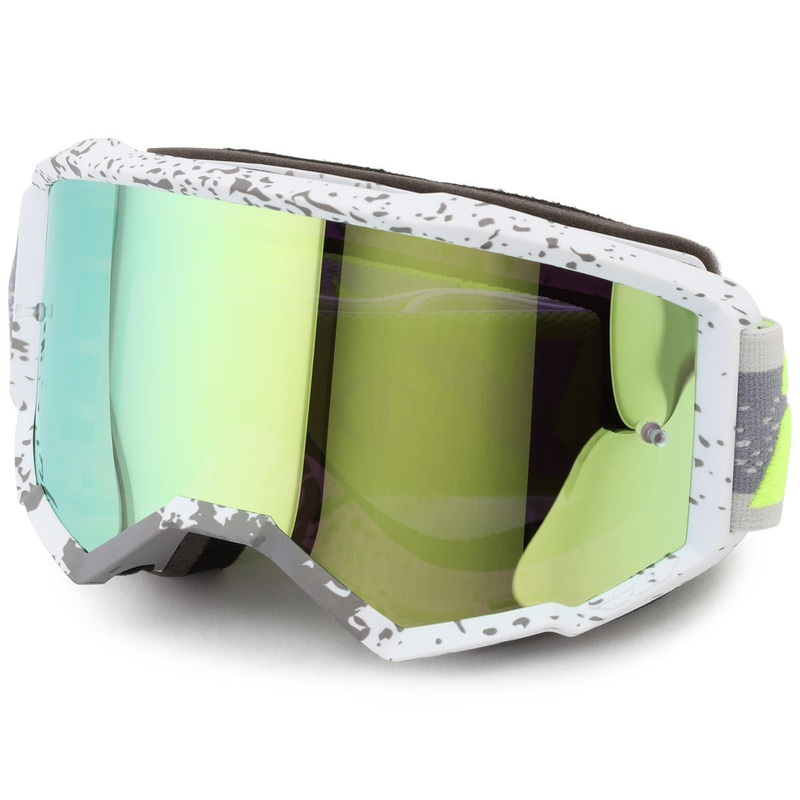 Fly Racing Zone Goggles (Dark Grey/Hi-Vis) (Iridescent Green Mirror Lens)
