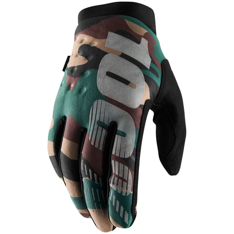 100% Brisker Gloves – Camo/Black Full Finger Mens Small