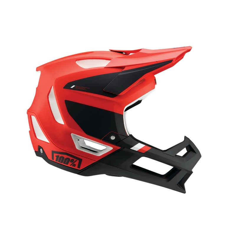 100% Trajecta Full Face Helmet with Fidlok Cargo Fluo Red