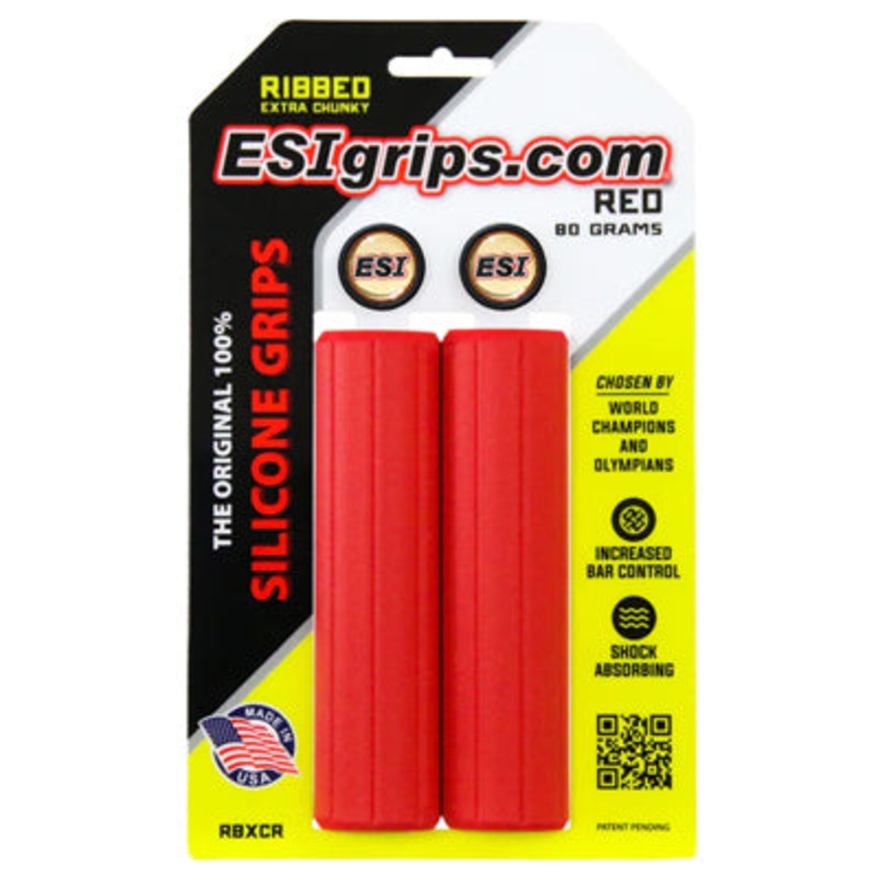 Esi Grips,Ribbed Extra Chunky 80G,Red,Wplugs, 130Mm Ribbed Extra Chunky  Gripstape