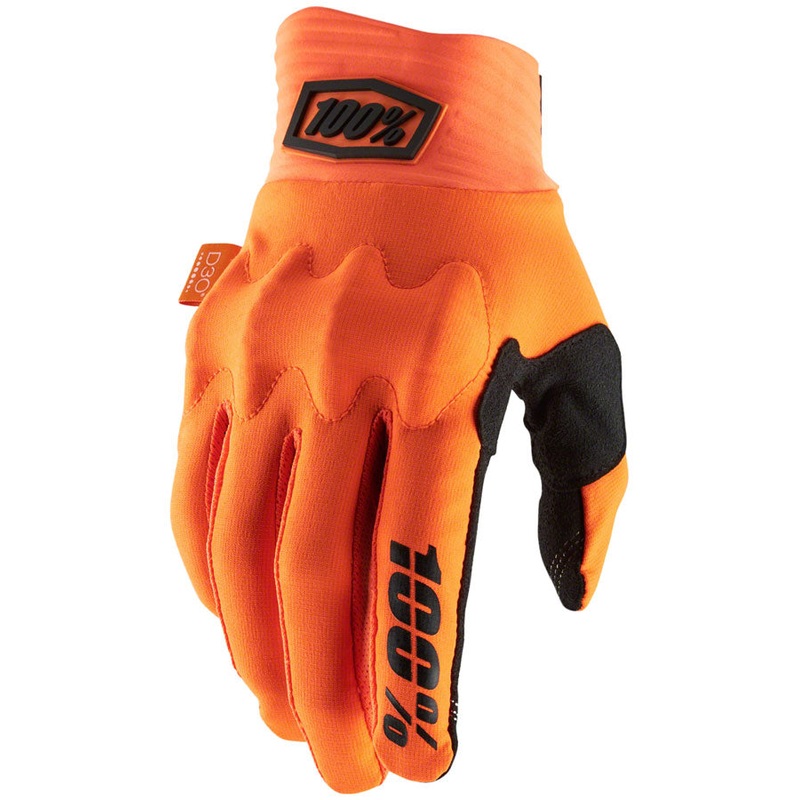 100% Cognito Gloves – Flourescent Orange/Black Full Finger Mens Small