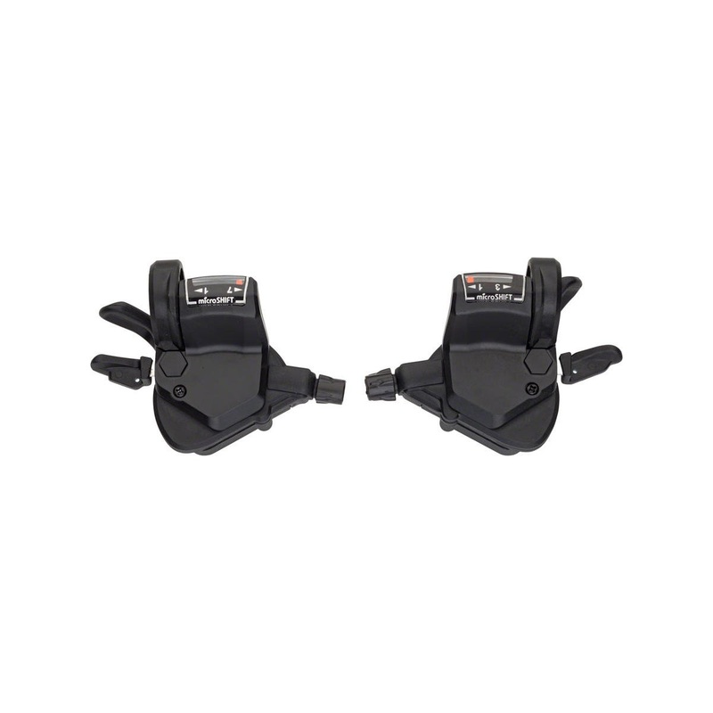 Microshift Mezzo TS39 Thumb-Tap Trigger Shifters (Black) (Pair) (3 x 7 Speed) (Shimano Compatible)