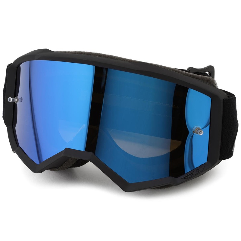 Fly Racing Youth Zone Goggles (Black/Black) (Sky Blue Mirror/Smoke Lens)