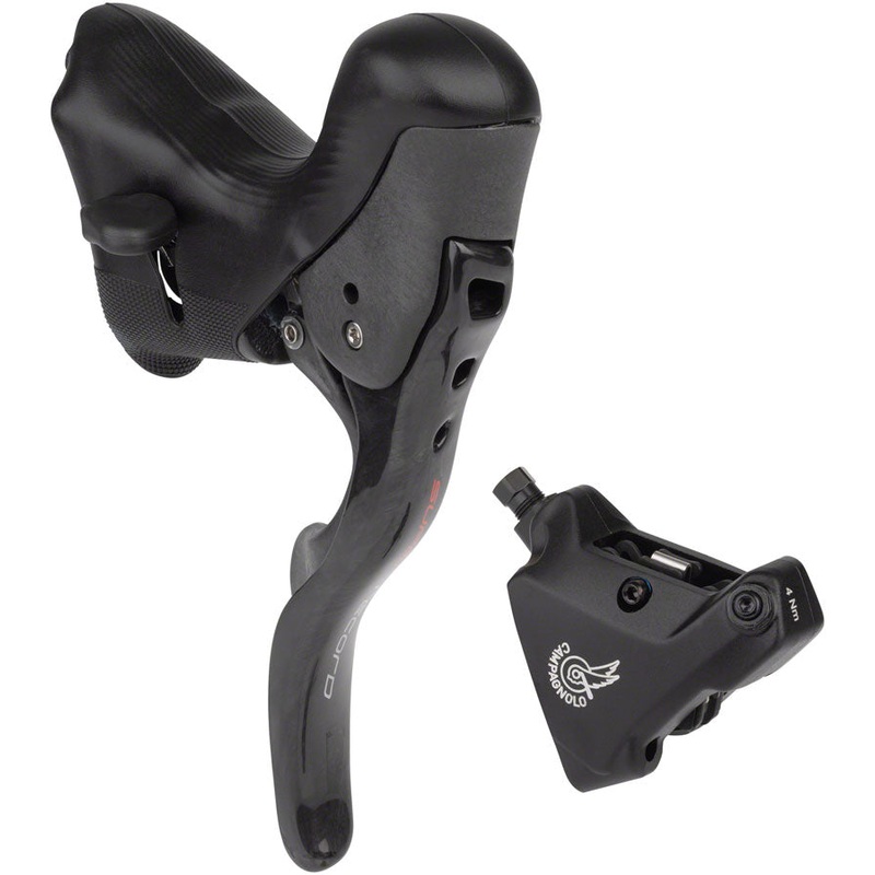Campagnolo Super Record Ergopower Hydraulic Brake/Shift Lever Disc Caliper – Left/Front 12-Speed 140mm Flat Mount Caliper BLK