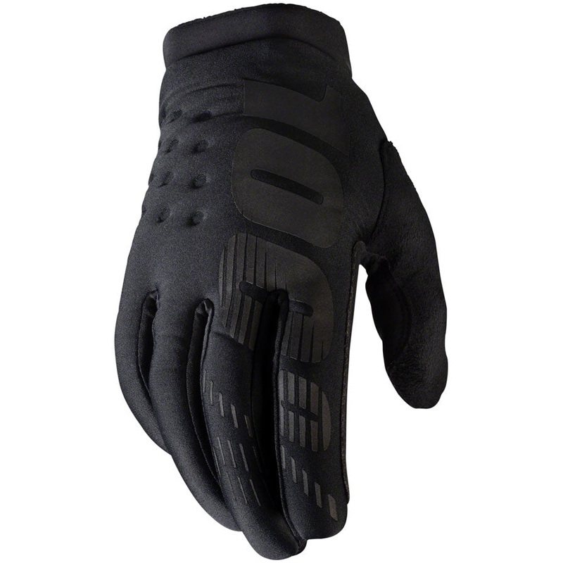 100% Brisker Gloves – Black Full Finger Mens Large
