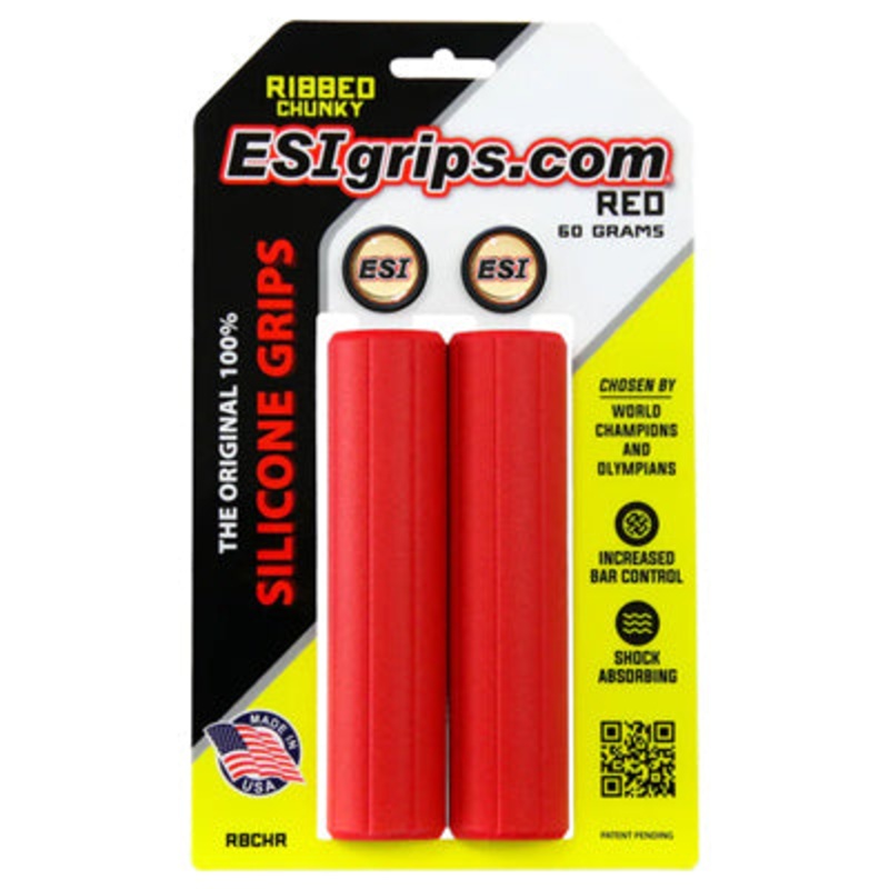 Esi Grips,Ribbed Chunky 60G,Red,Wplugs,130Mm Ribbed Chunky  Gripstape