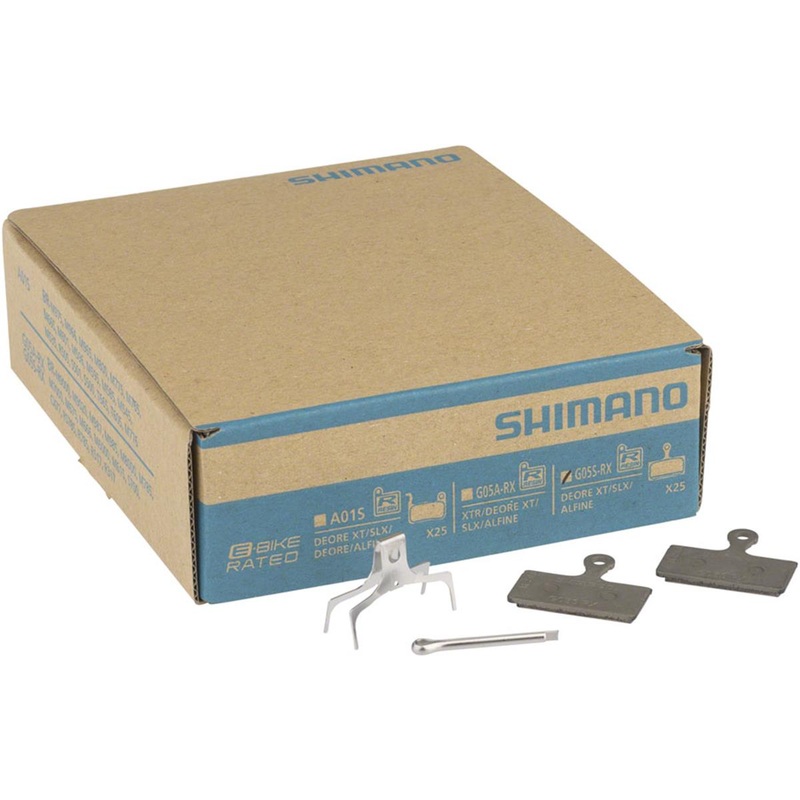 Shimano G05S-RX Disc Brake Pad & Spring Bulk Pack (Resin Compound) (Stainless Steel Back Plate) (Box/25 Pair)