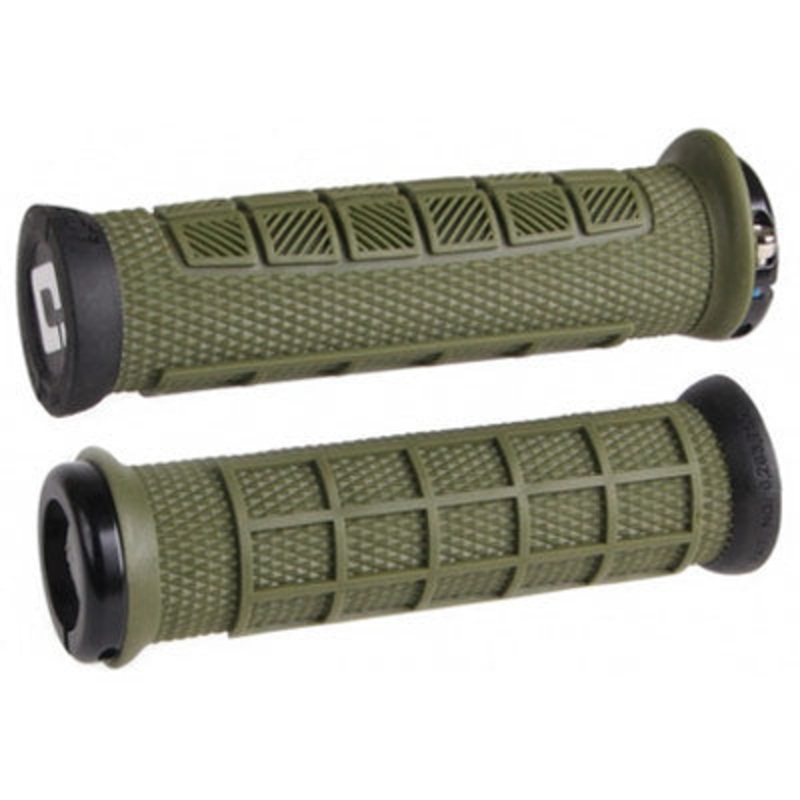 Odi Elite Pro Lock-On Grips Army Green With Black Clamps Elite Pro V2.1 Lock-On  Gripstape