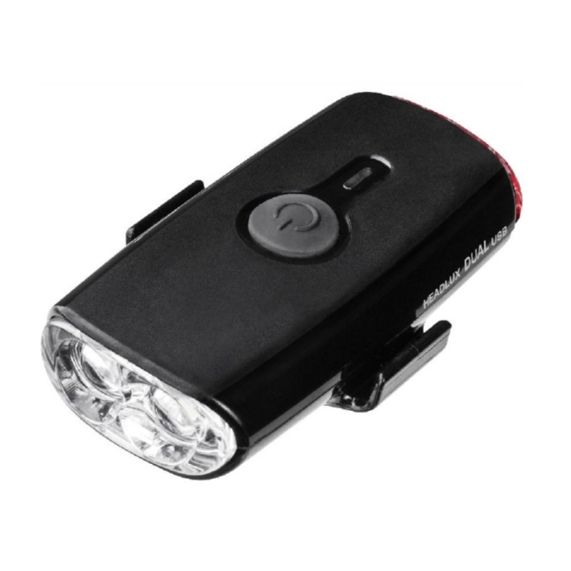 White LED light and Red Topaak Headlux Dual USB