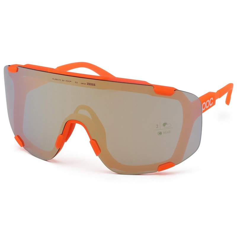 POC Devour Sunglasses (Fluorescent Orange) (Partly Sunny Gold/Clear) (Clarity Road)