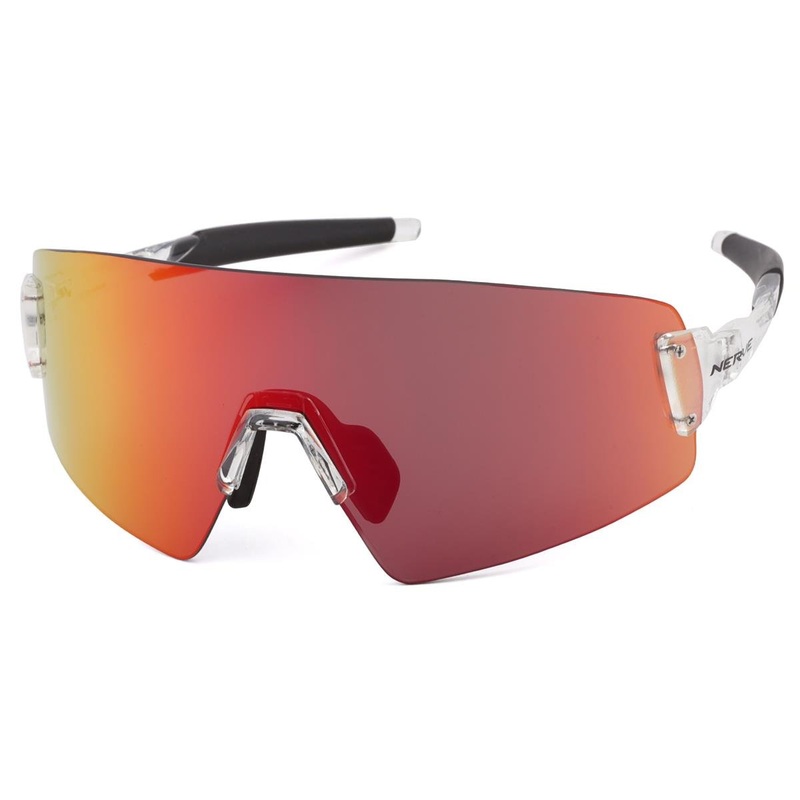 Optic Nerve Fixie Blast Sunglasses (Shiny Crystal Clear) (Red Mirror Lens)