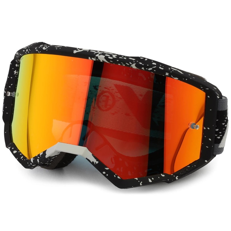 Fly Racing Zone Goggles (Black/Grey) (Red Mirror/Smoke Lens)