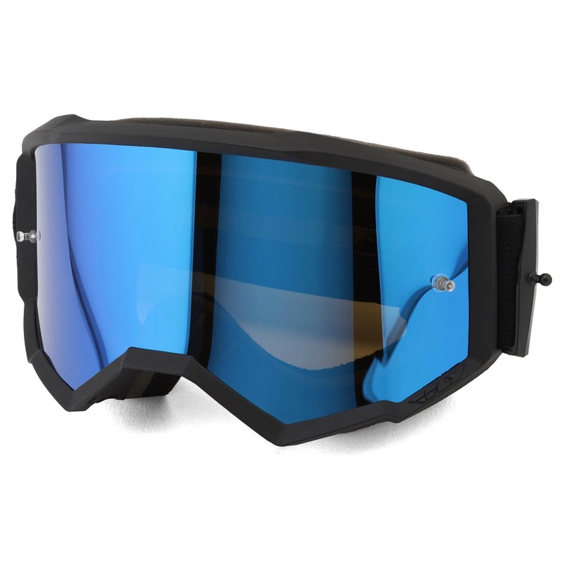 Fly Racing Zone Goggles (Black/Black) (Sky Blue Mirror/Smoke Lens)